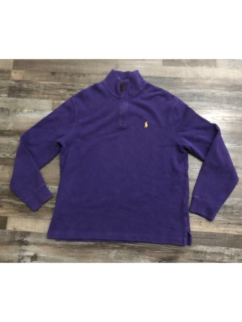 Polo Ralph Lauren Mens Medium Purple Cotton Knit 1/4 Zip Sweater Pullover